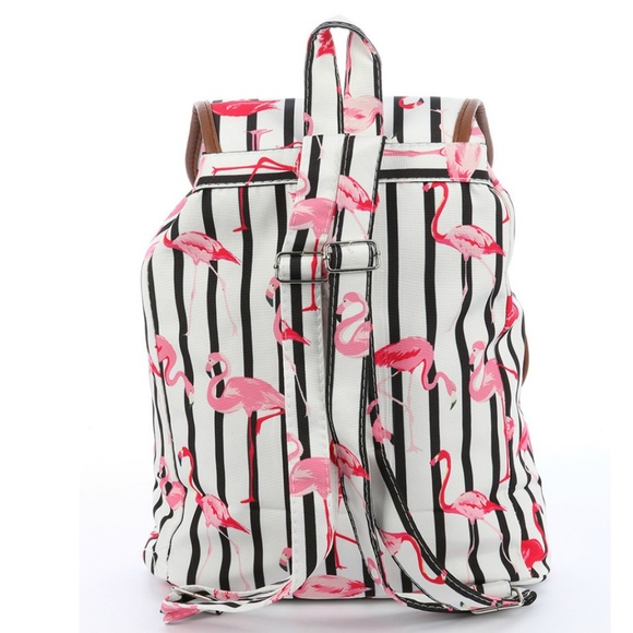 Last one! Striped Flamingo Travel Backpack - Picture 2 of 2